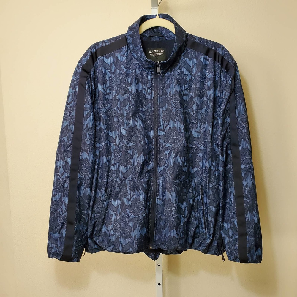 ATHLETA Women's Ethereal Bloom Blue Sightseer Lace Jacket Windbreaker sz L